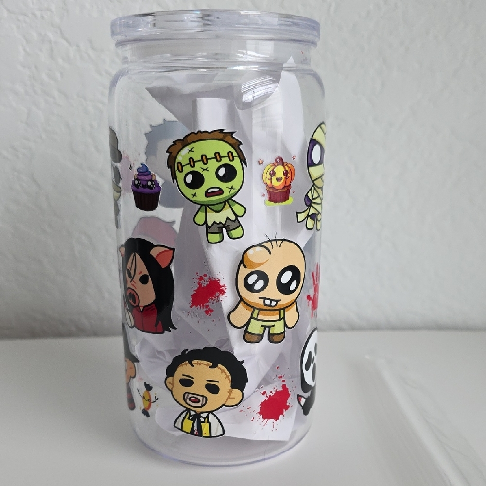 Cute Character Clear Tumbler Acrylic 16 Oz W Straw